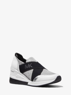 Geena Metallic Logo Jacquard Trainer