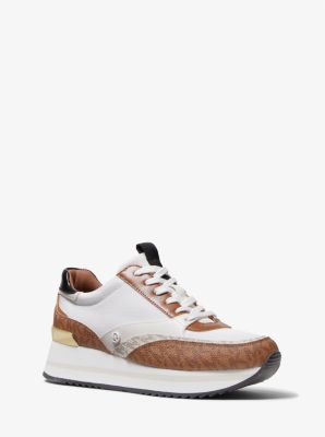 Mariah Logo and Faux Leather Trainer | Michael Kors