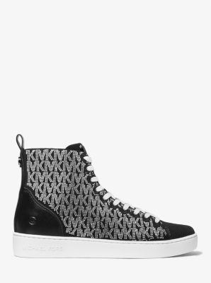 Edie Crystal Logo Knit High-Top Sneaker | Michael Kors