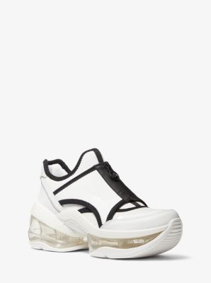 Olympia Extreme Scuba and Leather Zip-Up Trainer | Michael Kors