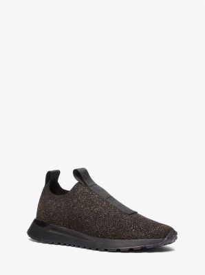 Bodie Logo Tape Metallic Stretch Knit Slip-On Trainer | Michael Kors