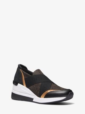 Geena Glitter Chain-Mesh and Leather Slip-On Trainer image number 0