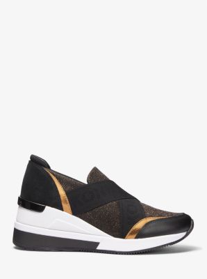 Geena Glitter Chain-Mesh and Leather Slip-On Trainer image number 1