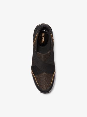 Sneaker Geena slip-on in pelle e mesh metallizzato glitterato image number 3