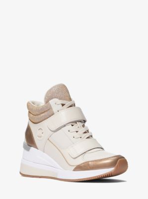 Leather sales wedge trainers