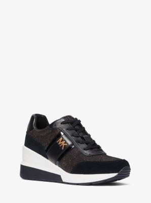 Mabel Glitter Mesh and Suede Trainer | Michael Kors