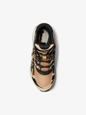 Michael kors olympia leopard calf hair and leather hot sale trainer