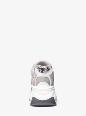 Zuma Snake Embossed Leather and Mesh Trainer