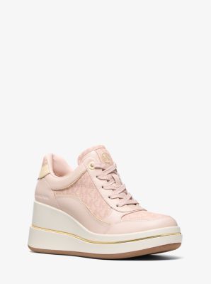 Emmy Signature Logo and Leather Wedge Trainer