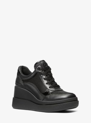 Emmy Leather and Mesh Wedge Trainer
