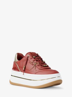 Michael Kors Hayes Embellished Leather Platform Sneaker In Animal Print