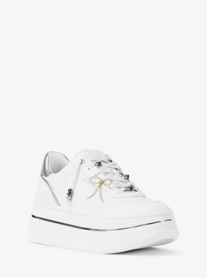 Michael Kors Hayes Embellished Leather Platform Sneaker In Animal Print