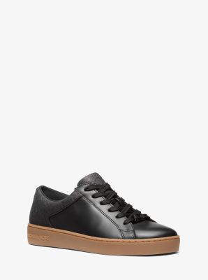 Sneaker Keaton in pelle e glitter con logo in rilievo image number 0