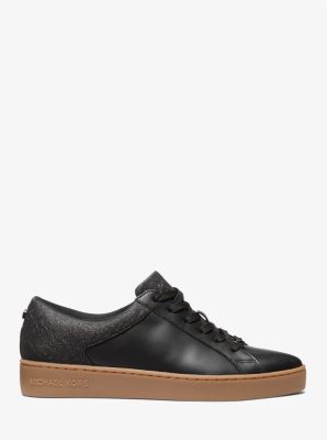 Sneaker Keaton in pelle e glitter con logo in rilievo image number 1