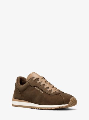 Michael Kors Rhodes Two-tone Suede Trainer In Brown