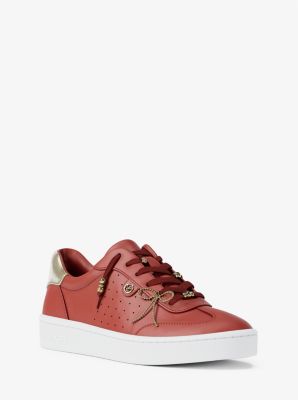 Thumbnail - MK Sneaker Scotty Aus Leder Mit Verzierung - Rot - Michael Kors