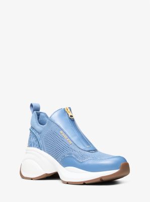 Michael Kors Zuma Mixed-media Trainer In Blue