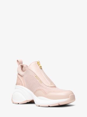 Michael Kors Zuma Mixed-media Trainer In Pink