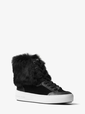 high top fur sneakers