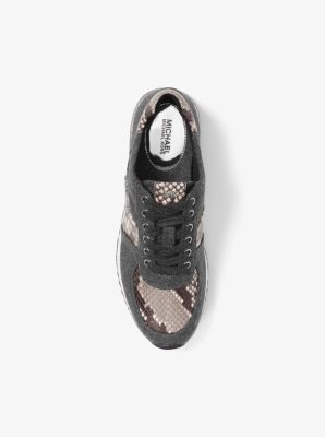 Allie Flannel and Embossed-Leather Sneaker