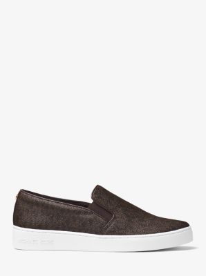 MICHAEL Michael Kors Women's Keaton Coated Canvas Two-Tone Logo Slip-On  Sneaker