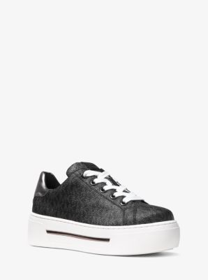 ashlyn embossed logo leather platform sneaker