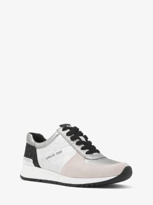allie metallic leather and suede sneaker