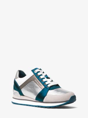 michael michael kors billie metallic leather and satin sneaker