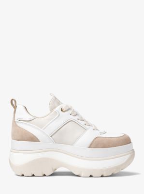 felicia leather and canvas platform trainer