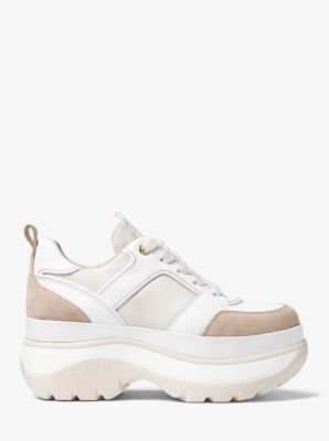 michael kors felicia leather platform trainer