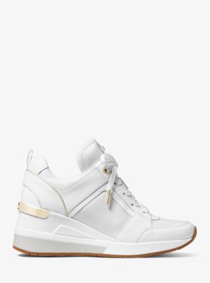 michael michael kors georgie canvas and leather sneaker