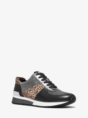 irving mesh and cheetah calf hair stripe sneaker