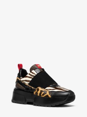 Cosmo Animal-Print Calf Hair Slip-On Trainer | Michael Kors