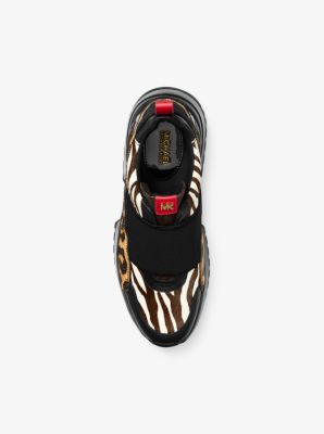 Cosmo Animal Print Calf Hair Slip On Trainer Michael Kors