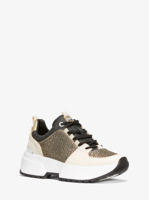 michael michael kors cosmo printed leather trainer