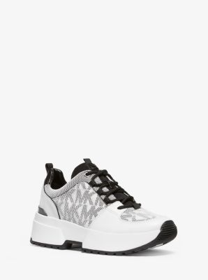 michael kors cosmo printed leather trainer