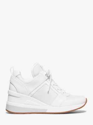 michael michael kors georgie canvas and leather sneaker