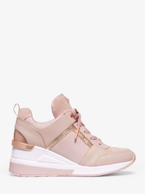 michael michael kors georgie canvas and leather sneaker