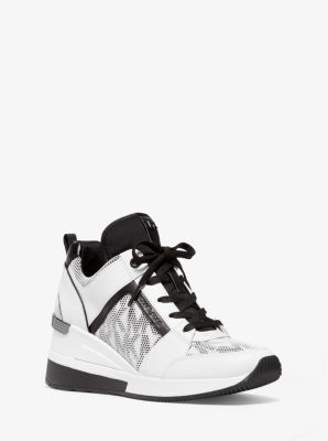 georgie logo and leather trainer