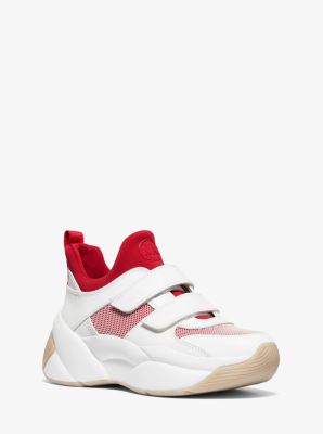 michael kors red and white sneakers