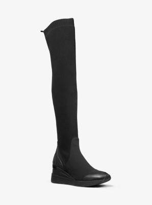 Khloe Stretch Knit and Scuba Over-the-Knee Boot