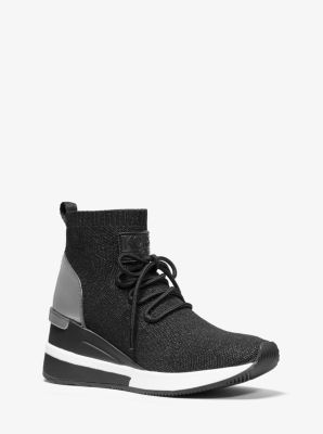 Skyler Metallic Stretch-Knit Lace-Up Sock Sneaker | Michael Kors