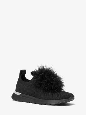 Bodie Feather Trim Stretch Knit Slip-On Trainer | Michael Kors