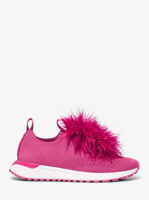 Bodie Feather Trim Stretch Knit Slip-On Trainer | Michael Kors