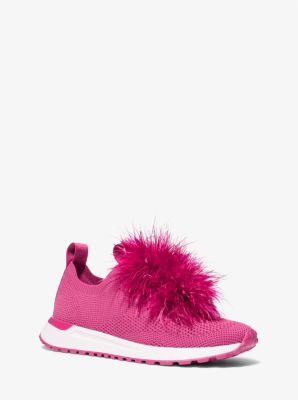 Bodie Feather Trim Stretch Knit Slip-On Trainer | Michael Kors