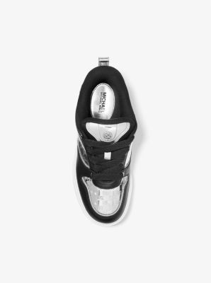 Rumi Leather and Logo-Embossed Metallic Platform Sneakers image number 3