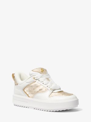 Rumi Leather and Logo-Embossed Metallic Platform Sneakers image number 0