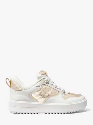 Rumi Leather and Logo-Embossed Metallic Platform Sneakers image number 1