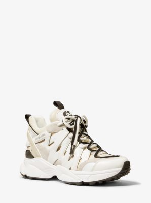 michael michael kors hero leather and mesh trainer