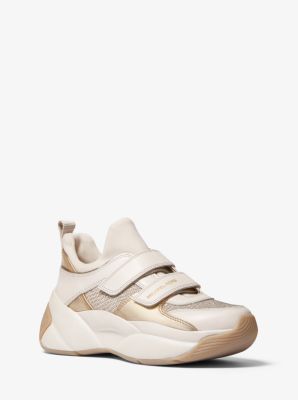 olympia glitter chain mesh and leather trainer